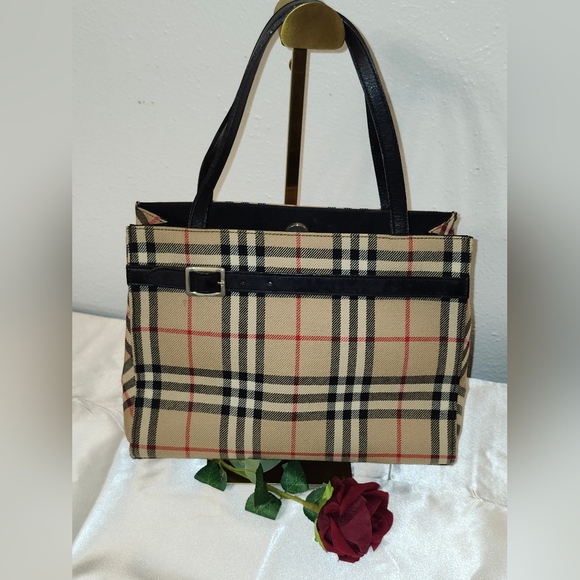 Burberry Handbags - Burberry BLUE LABEL Checkered Tote in Black and Tan